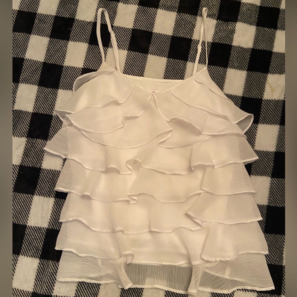 Candies white ruffles tank -  Juniors size large